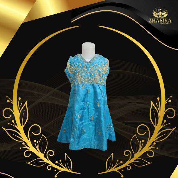 INDIA DRESS GOLD BIRU ANAK