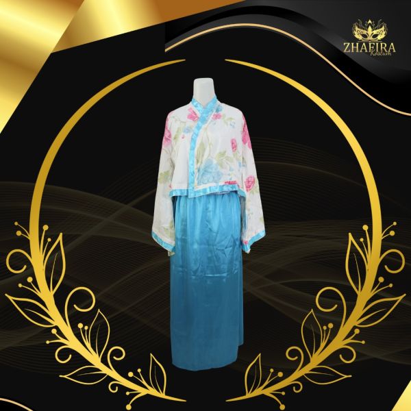 HANFU BUNGA BIRU MUDA